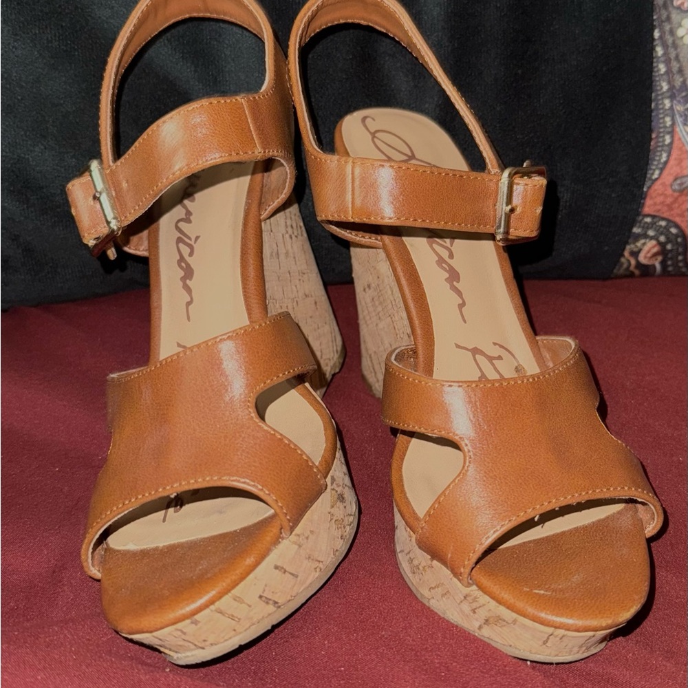 Brown Cork Wedge Sandals